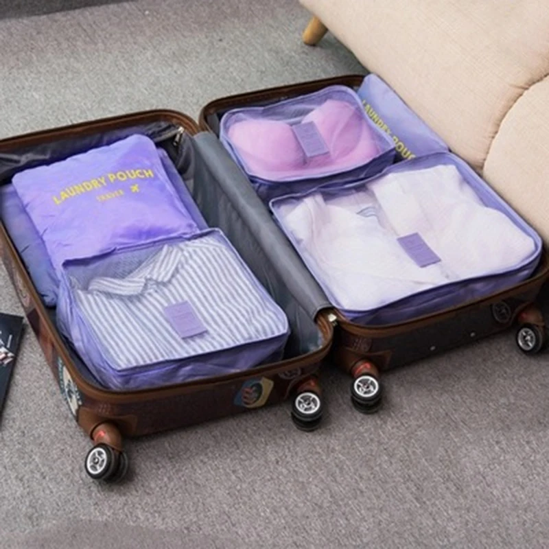6Pcs/Set Baggage Travel Organizer Bags Clothes Travel Accessories Multifunctional Waterproof Packing Organizer Bags