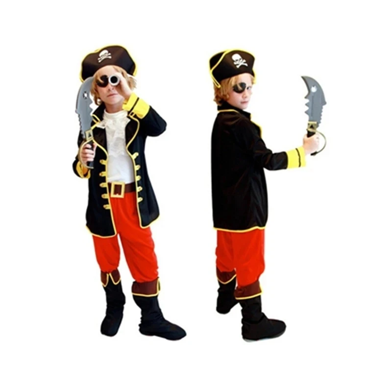 Kids Cosplay Costume Halloween Costumes Kids Boys Pirate Costume Children Captain Jack Cosplay set For Christmas New Year Purim Pirate Clothes
