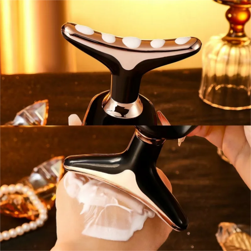 Gold Electric Facial Beauty Instrument Lifting And Firming Facial Eye Massager Household Vibration Ultrasonic Massager 5