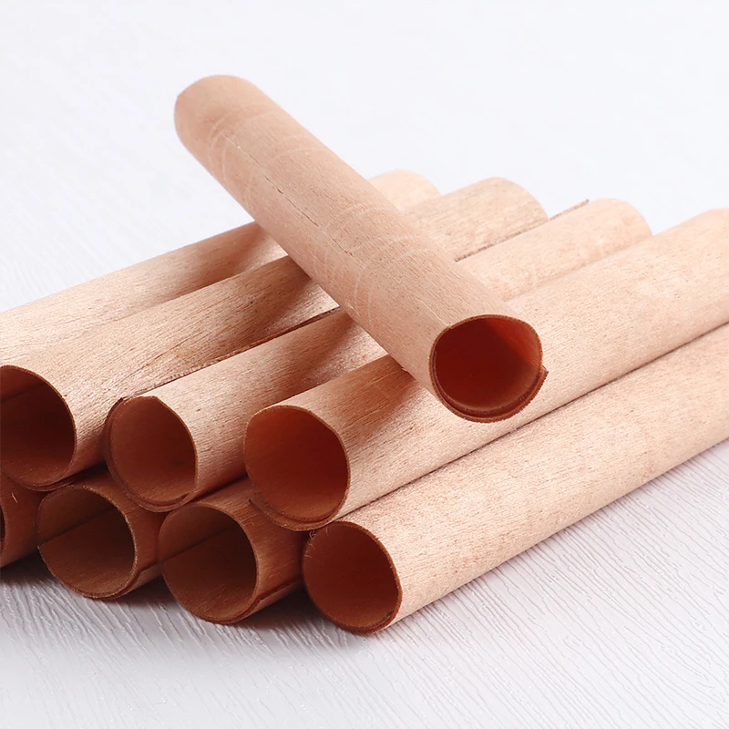 7Pcs Wooden Candle Wicks Round Tube Natural Smokeless Wood Candle