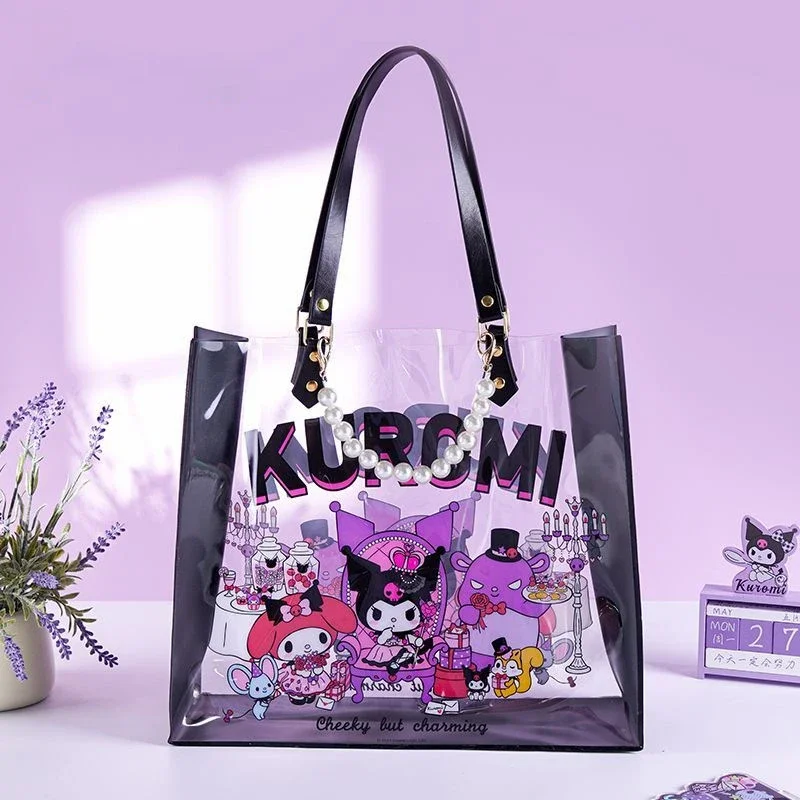 

Kawaii аниме Sanrios Kuromi Cinnamoroll Mymelody мультфильм ПВХ Прозрачные сумки подарочная упаковочная коробка сумка-мессенджер Желейная сумка