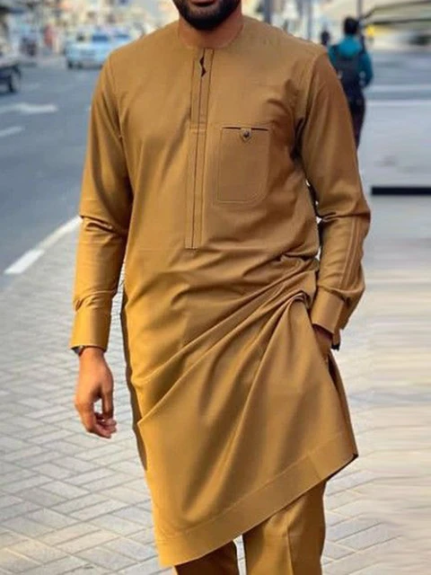 Ramadan Eid Muslim Fashion Men Shirt African - Image 3