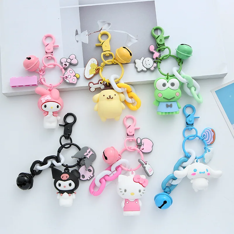 

Kawaii Sanrio Keychain Hello Kitty Kuromi My Melody Cinnamoroll Cartoon Doll Cute Bags Pendant Car Key Ring Christmas Gift