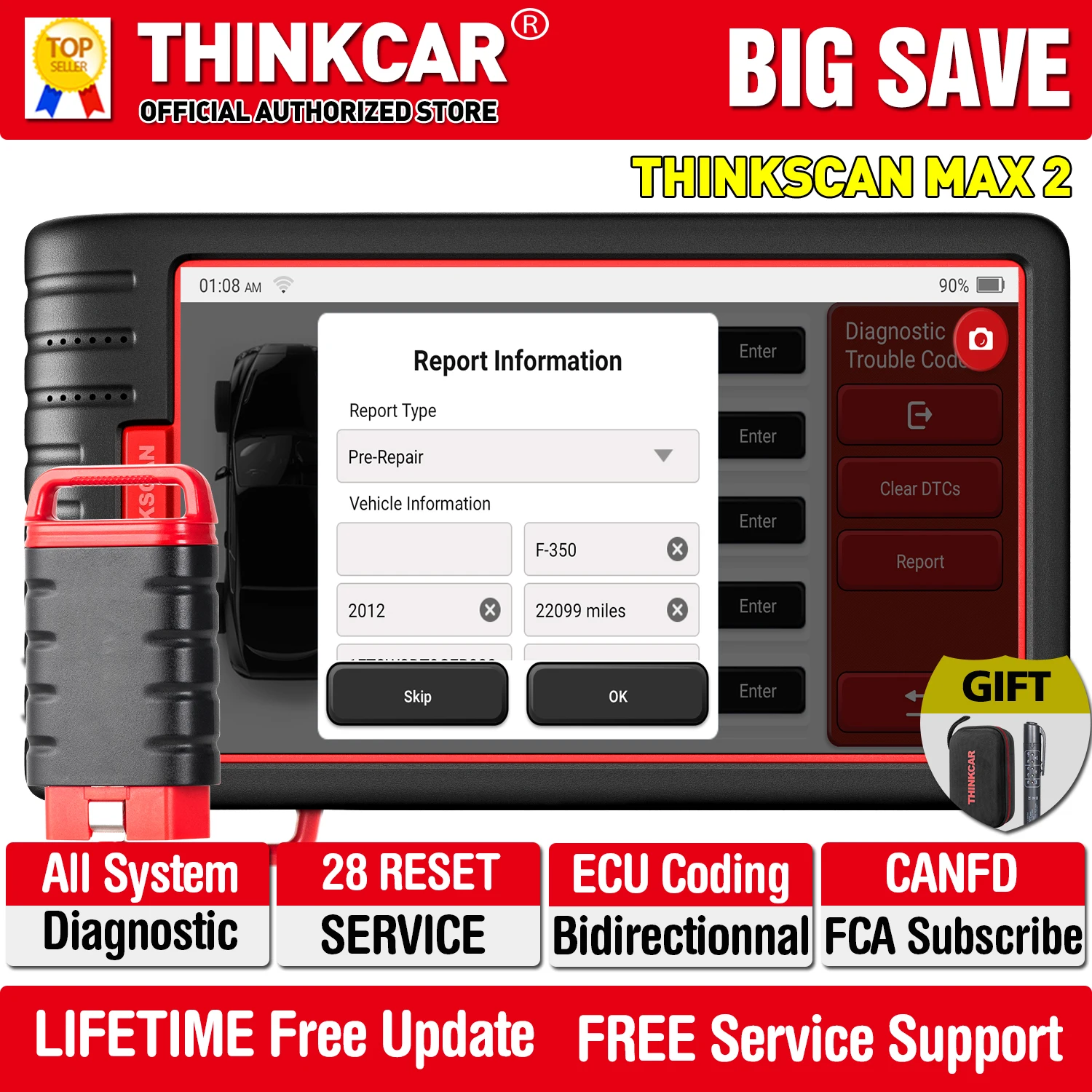 状態確認用 Thinkcar-車の診断ツールthinkscan max 2,OBD2,2020 af,dpf,28リセット