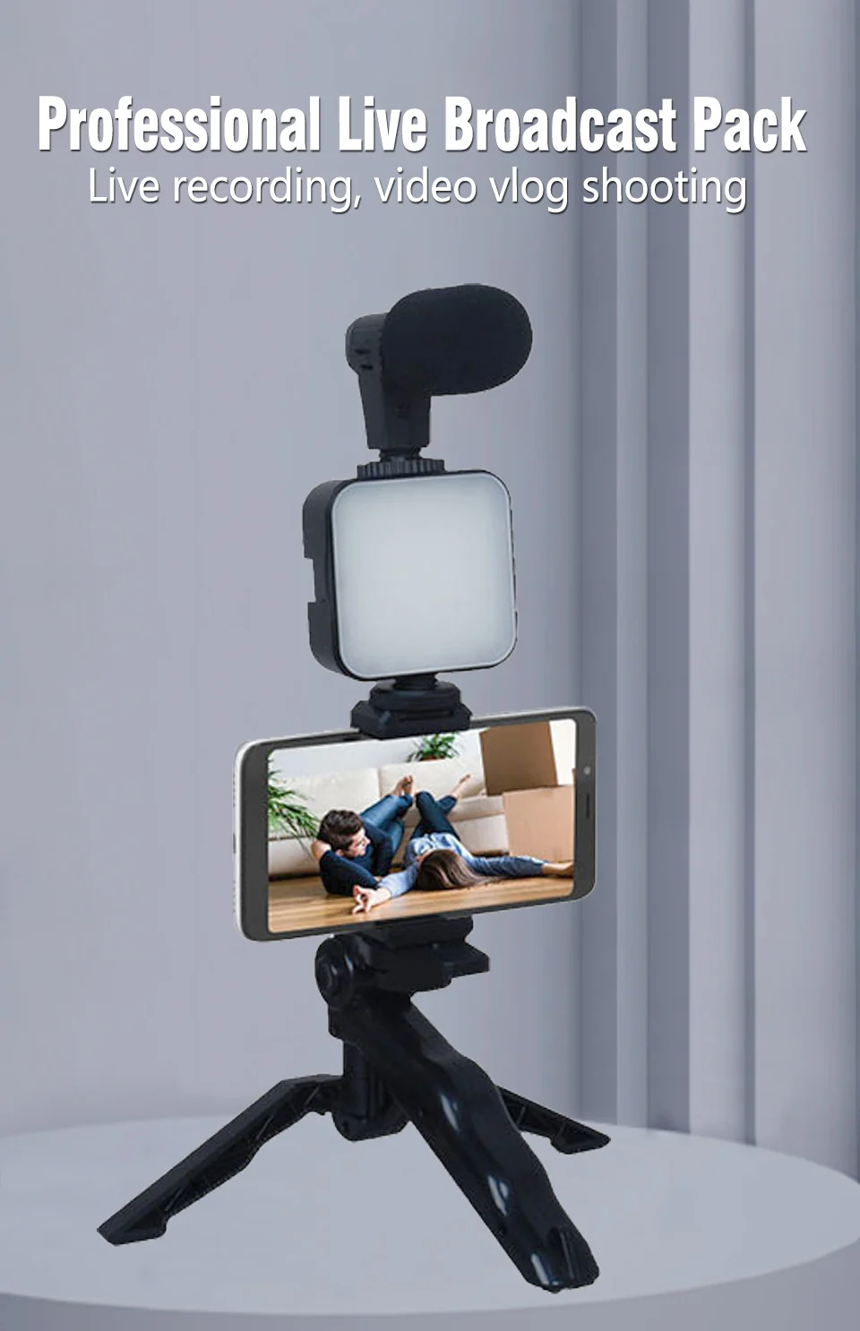 Description Picture 2 of itemSmartphone Vlogging Kit With Tripod Phone Holder Mini Microphone LED Fill Light Starter For TikTok Live Stream Video YouTube