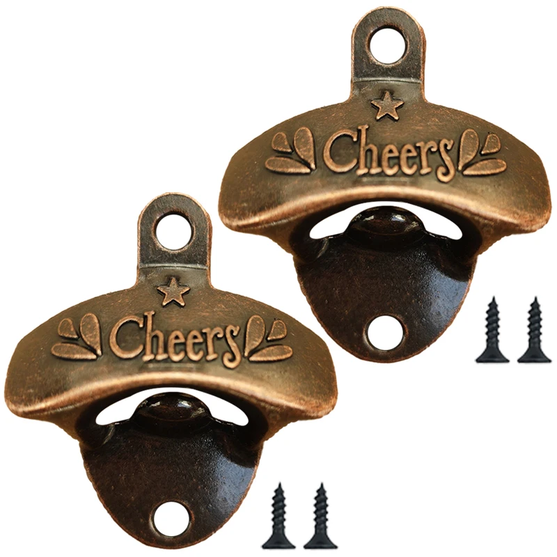 1pc Cheers Wall Mounted Bottle Opener Bar Decorative Wall Hanging Beer Opener BBQ DIY Bottle Kitchen Tools bottle opener kitchen tools