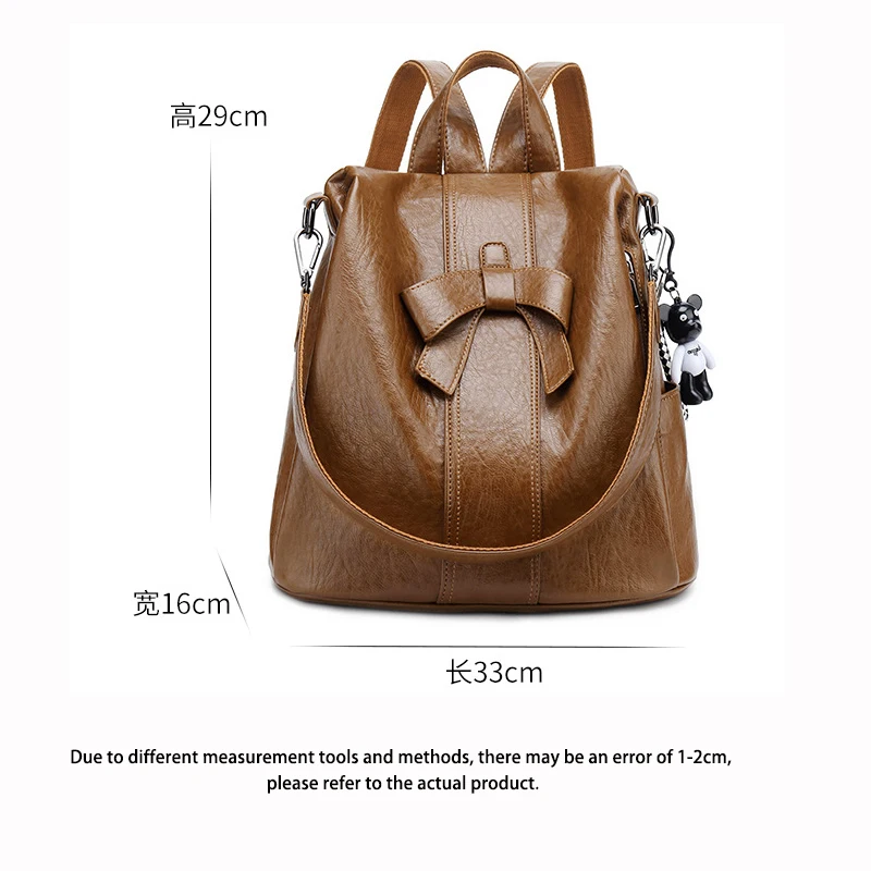 High Quality Women's Anti Theft Shoulders Bag PU Leather Backpack  Business Backpack Elegant Bow Lady's Leather Bag 6