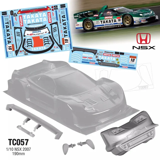 1/10 Hondaa NSX 2007 Clear body shell 190mm for RC Drift car 257mm