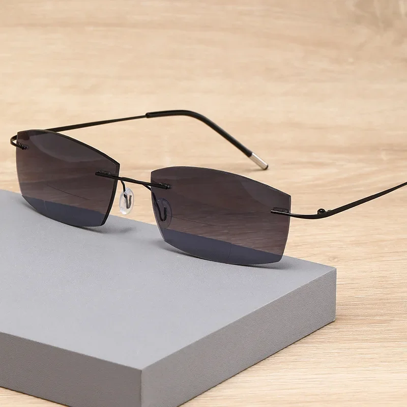 Bifocal Glasses Men's Frameless Reading Glasses Men's Sunglasses Binocular Glasses +1.0 +2.0 +3.0 Men 5