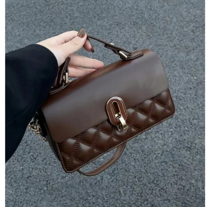 JIAERDI Vintage Coffee Handbag Women High Street Leather Handle Chic Messenger Bag Ladies Retro Casual Crossbody Bags Aesthetic