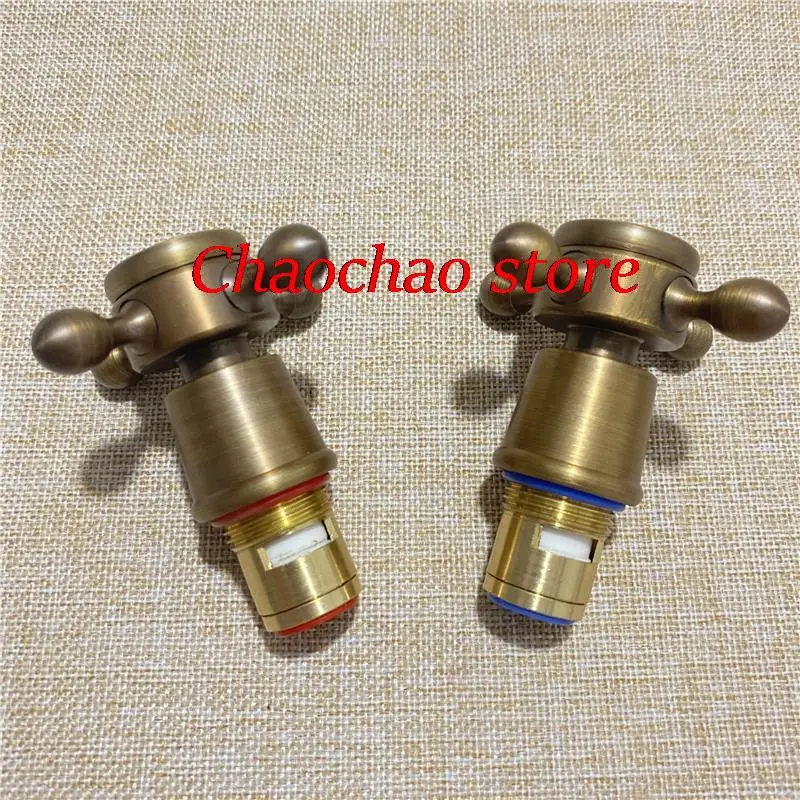 All copper faucet handle cross plum blossom hand wheel antique double-handle faucet valve core faucet valve faucet handle