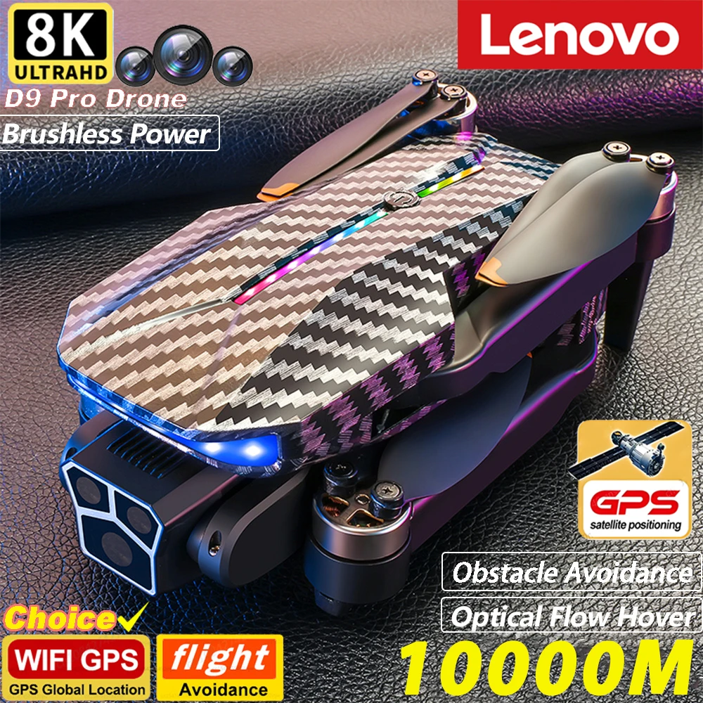 Lenovo D9 DRONE 8K Three Camera Brushless Motor Professional 4K Camera Obstacle Avoidance Optical Flow RC Quadcopter Gifts Toys drone quadcopter