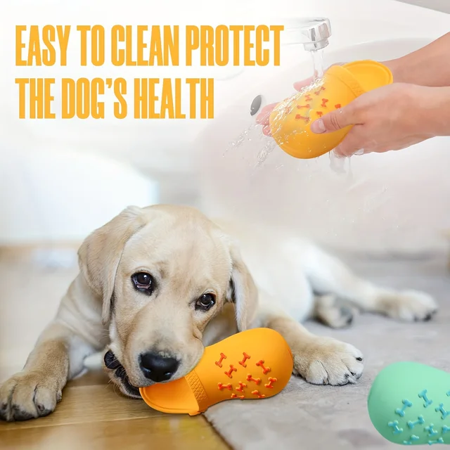 1pc Interactive Squeaky Dog Toy for Aggressive Chewers - Durable Rubber Slippers-Shaped Chew Toy with "I Love You" Design 5