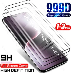 Curved Screen Protector Case with 9H Tempered Glass - Honor Magic7 Lite for 3Pieces (Black Edge)