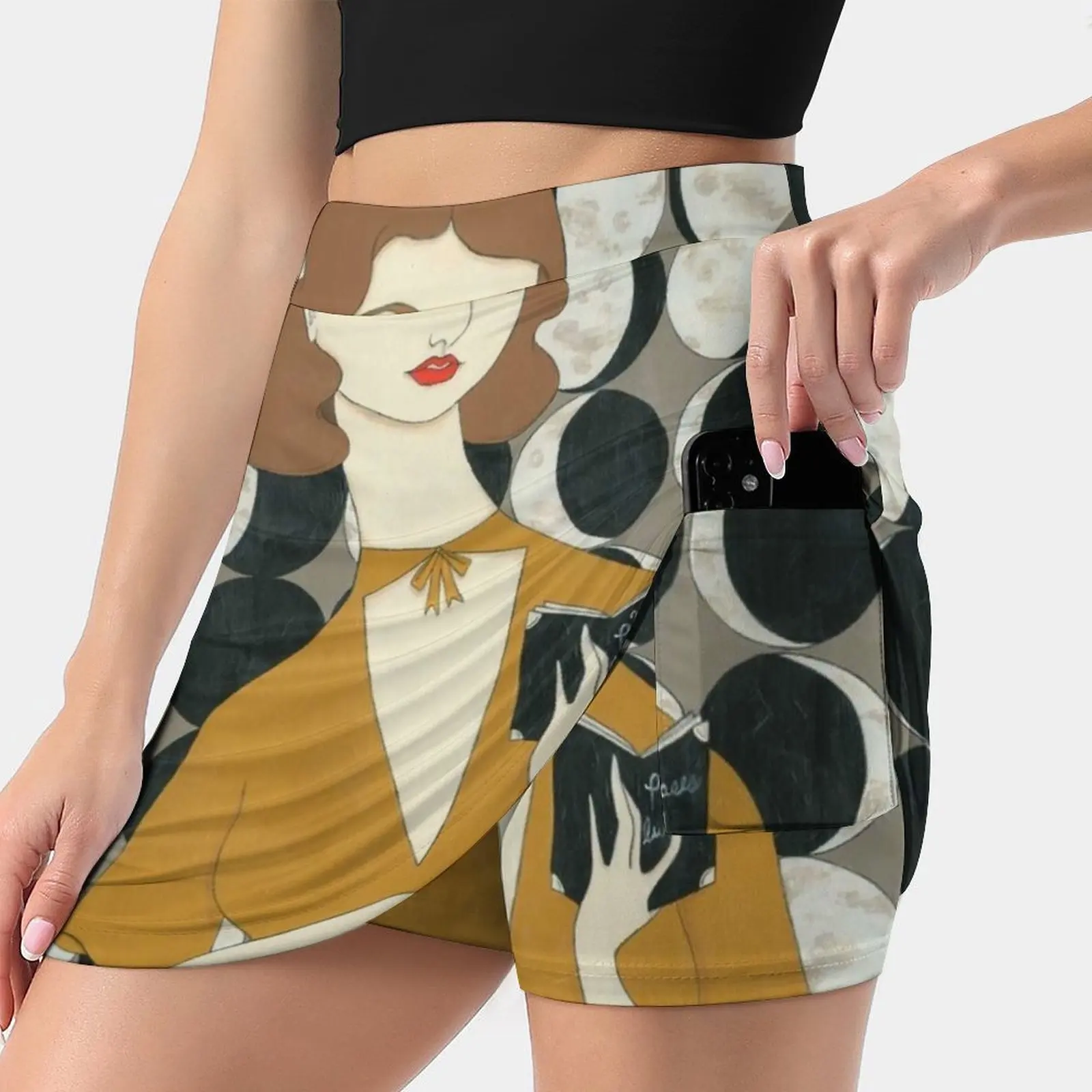 

Moon Phases Woman Women's skirt With Hide Pocket Tennis Skirt Golf Skirts Badminton Skirts Running skirts Moon Moon Phases Full