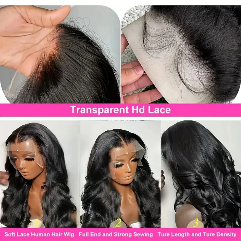 13X6 Hd Lace Frontal Wig 250 Density Body Wave Human Hair Wigs 100% Human Hair 13X4 Pre Plucked Brazilian Wigs 40 Inch For Women
