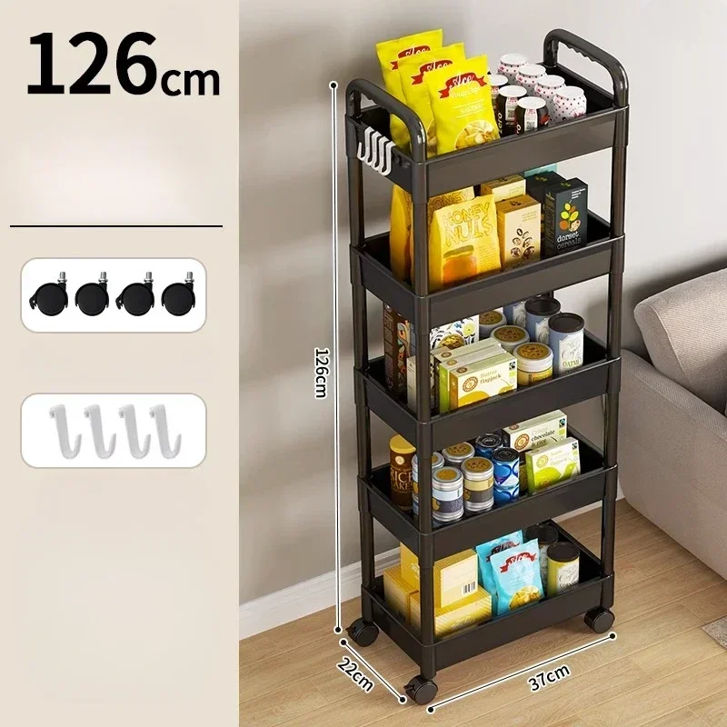 Storage Rack Bookshelf Storage Rack Rolling Storage Cart Household Multi-layer Small Cart Storage Rack Floor To Floor Kitchen Bedroom Bathroom Storage Rack With Wheels