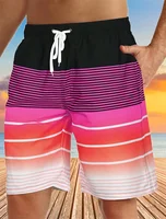 New Men's Beach Shorts Fun 3D Striped Print Swim Trunks Fashion Summer Loose Casual Pants Boy Girl Unisex Gym Board Shorts 2