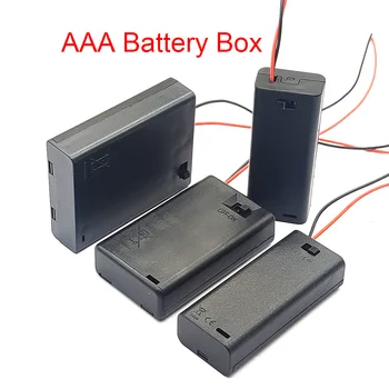 Scatola portabatterie AAA con cavi con coperchio interruttore ON/OFF 2 3 4 slot Contenitore batteria standard Contenitore batteria standard