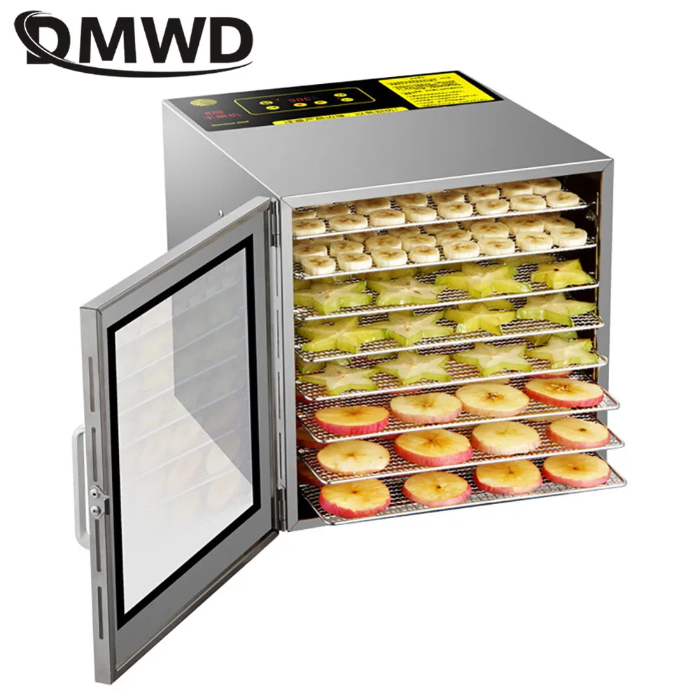 

110V/220V 6 Layers 8 Trays Food Dehydrator Snacks Dehydration Air Dryer Stainless Steel Fruit Vegetable Herb Meat Drying Machine