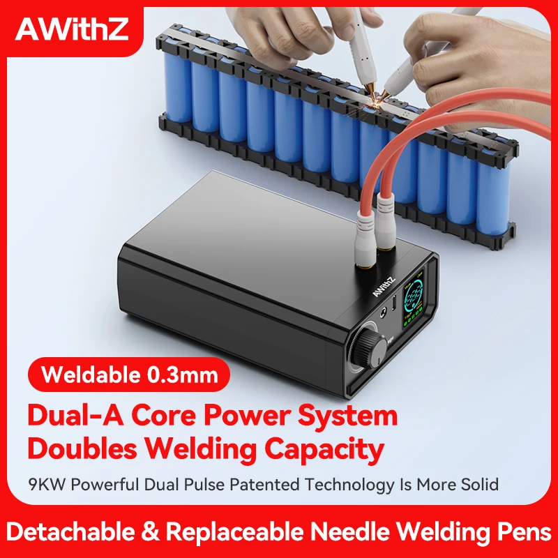 เครื่องเชื่อมแบบจุด Awithz 9000W กำลังสูง พกพาสะดวก พร้อมแป้นเหยียบ เครื่องเชื่อมจุดขนาดเล็ก เครื่องมือ DIY สำหรับเชื่อมแถบนิกเกิล ใช้กับแบตเตอรี่ลิเธียม 18650 1