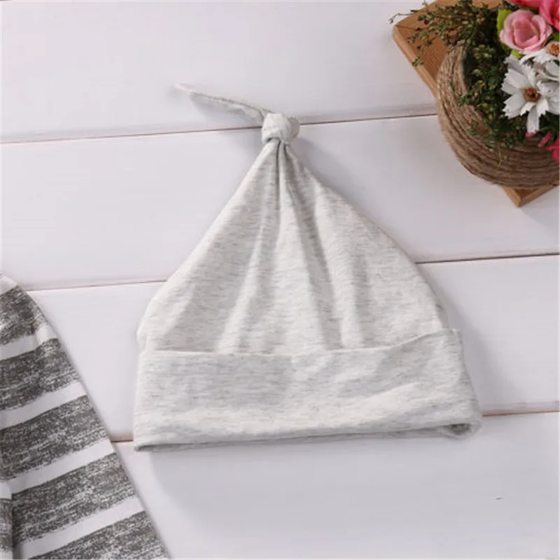 0-18months Baby Boys 3pcs Clothes Set Wide Striped Top Long Drawing Straps Elastic Band Pant Beanie Hat Outfit For Infant Boys 3