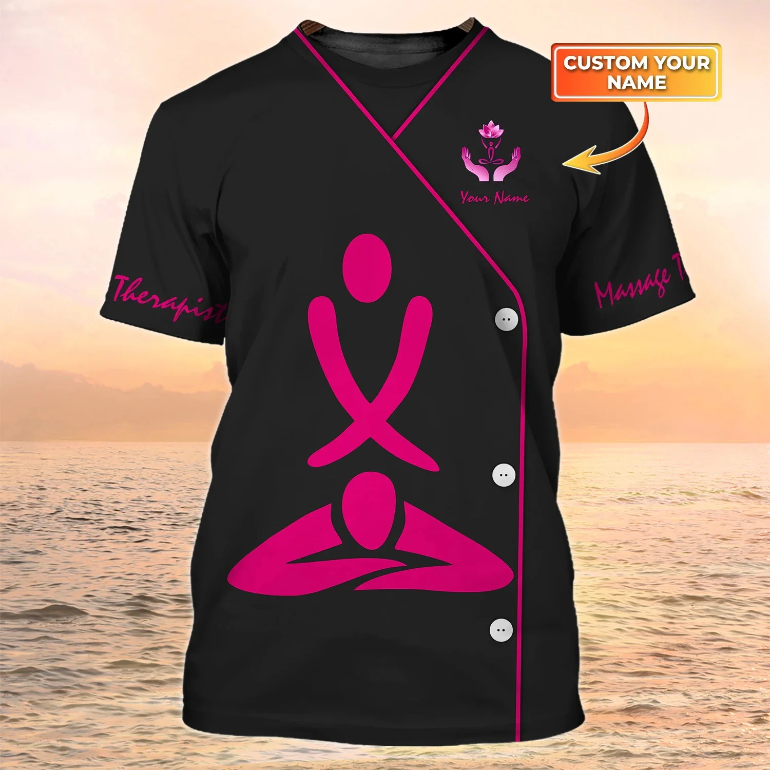 Massage Therapie männer T-Shirts Massage Therapeuten Pesonalized Name 3D Gedruckt t shirt Unisex Sommer stil Casual T-shirt DW152 – Detail 12
