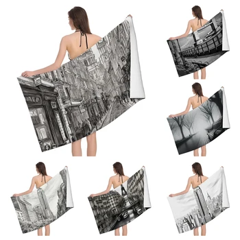Home bath towels for the body towels bathroom quick drying microfiber beach Oil painting style man large sports towel aaaa