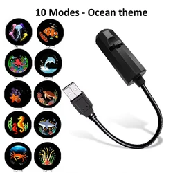 Ocean LED Projector Light with 360° Rotation and Adjustable Patterns - Ideal for Walls and Ceilings, Perfect Gift (10 Modes - Ocean theme)