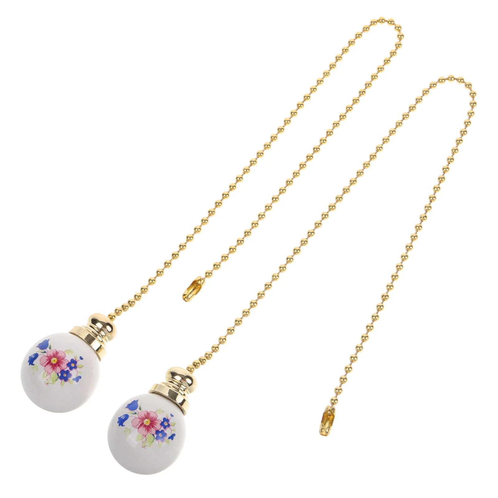 2 Pcs Ceiling Fan Zipper Pull Chain Ceramics Light Pulling Lighting Beaded Extender for Fans Decorative