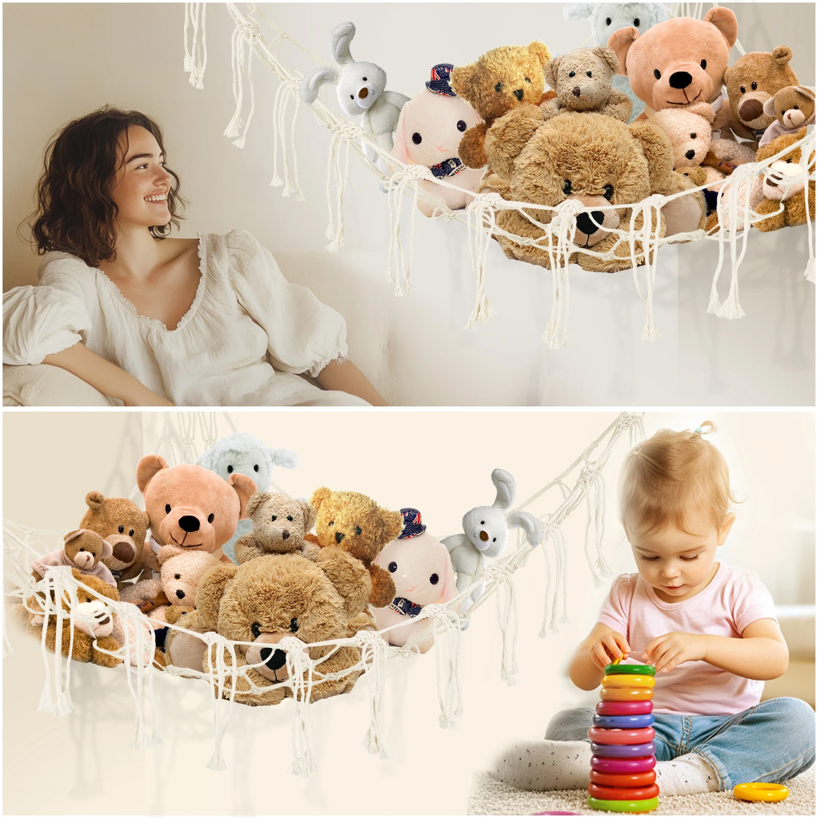 Teddy Hammock Stuffed Animal Storage Net Soft Toy Hammock Corner