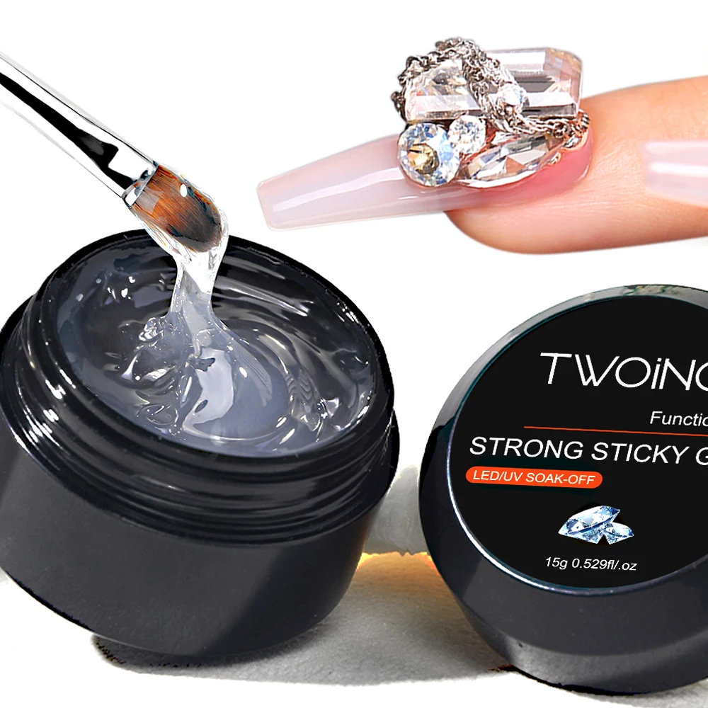 TWOING 15g Strong Nail Glue No-Wipe Gel For Rhinestone and Resin Gem Jewelry Adhesive Gel Acrylic False Nail Tips Glue