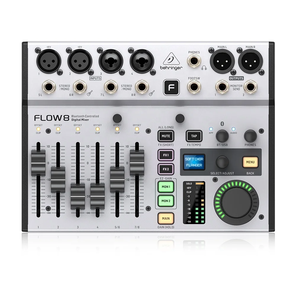 

Behringer Flow 8 цифровой микшер студийное оборудование живое Аудио Звуковая карта с 48 в фантомным питанием и 16 эффектами