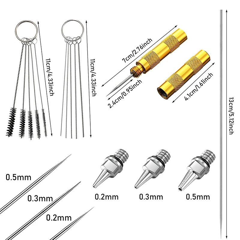 Airbrush Cleaning Tools Kits for Spray Gun Airbrush Glass Jar Pot with 3 Set Clean Parts And Replaceable Air Brush Needle Nozzle 4