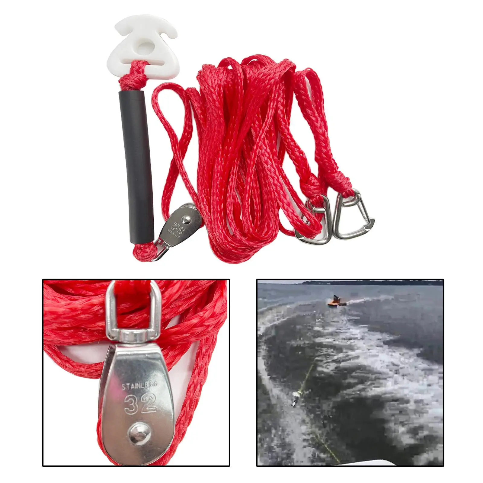 Tow Harness Watersports Rope Hook 12ft Connector & Pulley for