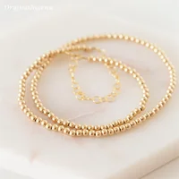 Collier de perles rondes remplies d'or véritable 14K, ras du cou en perles délicates, pendentifs faits à la main, collier résistant au ternissement, bijoux Boho pour femmes 5