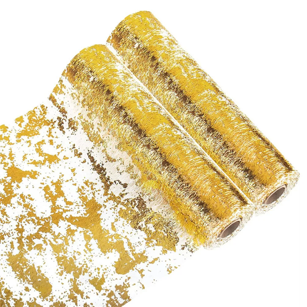 

Table Runner Glittering Metallic Foil Mesh Easy to Cut and Shape Ideal for DIY Crafts Table Decoration Gold Silver Options