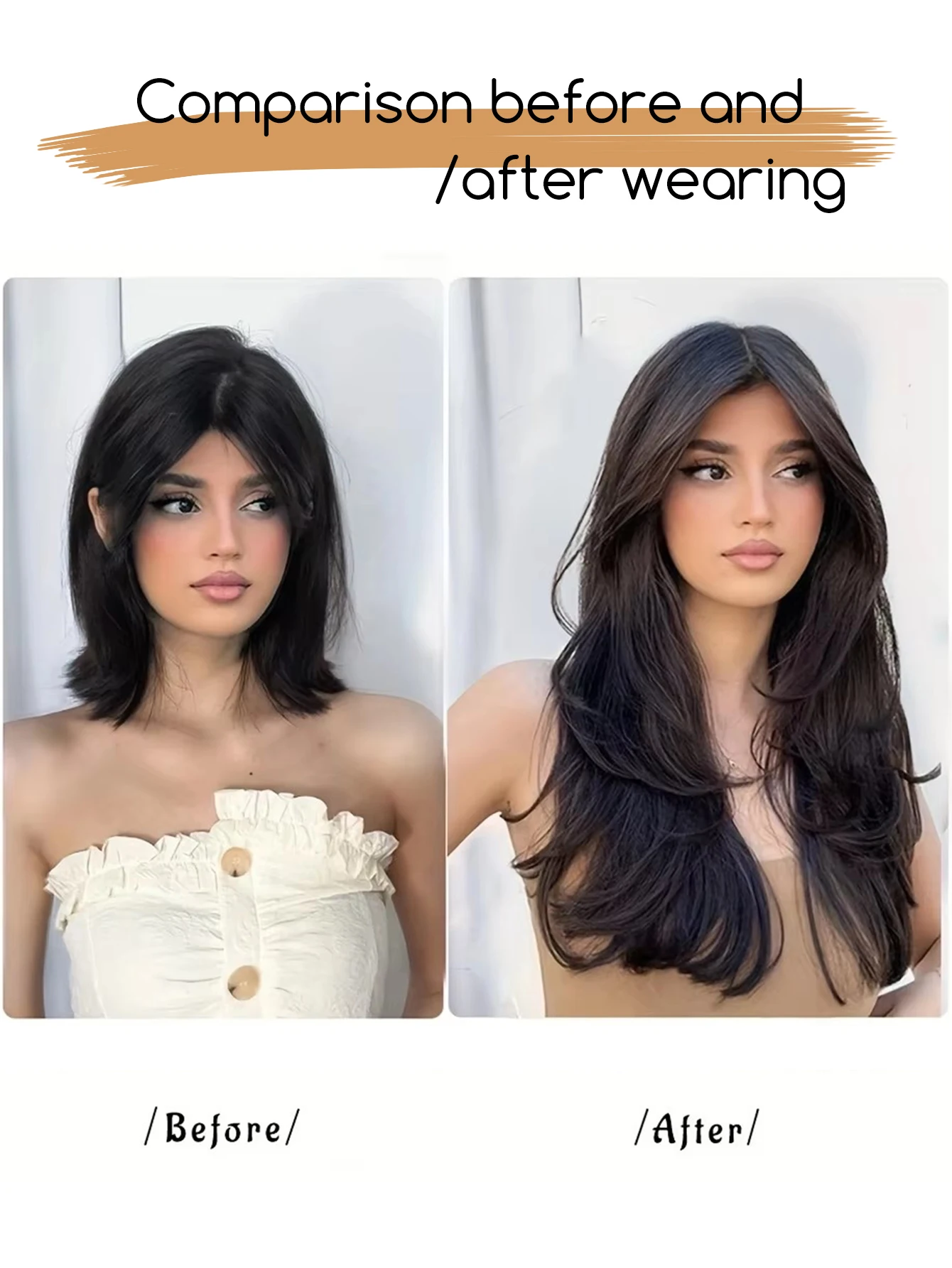 Synthetic Black Clip In Hair Extensions for Women