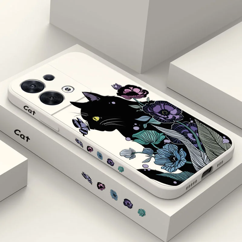 Silicone Soft Cover with Cat Playing Design - Universal Phone Case