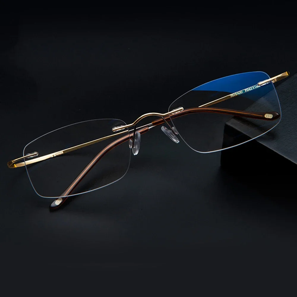 NOMANOV =  Titanium Alloy Rimless Progressive Multifocal Reading Glasses See Near And Far ADD +75 100 150 175 200 To 400 3