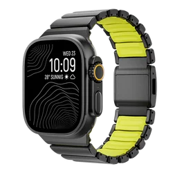 Premium Titanium and Silicone Magnetic Strap - 44mm 45mm 46mm 49mm (Black lime)