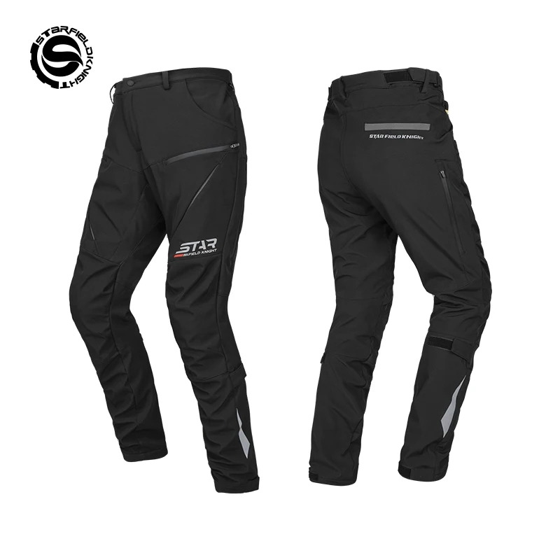 

Star Field Knight Black Motorcycle Riding Pants Autumn Winter Plus Fluff Warm Trousers Men's Clothing Splash Proof Water Design