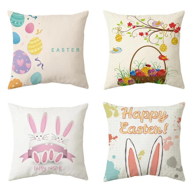 Coussins de Pâques Oreiller lapin Oreiller Oeuf Floral Oreiller