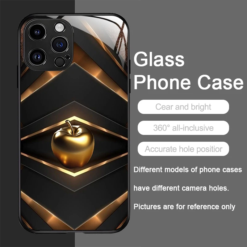 Golden Apple Tempered Glass Hard Protective Phone Case