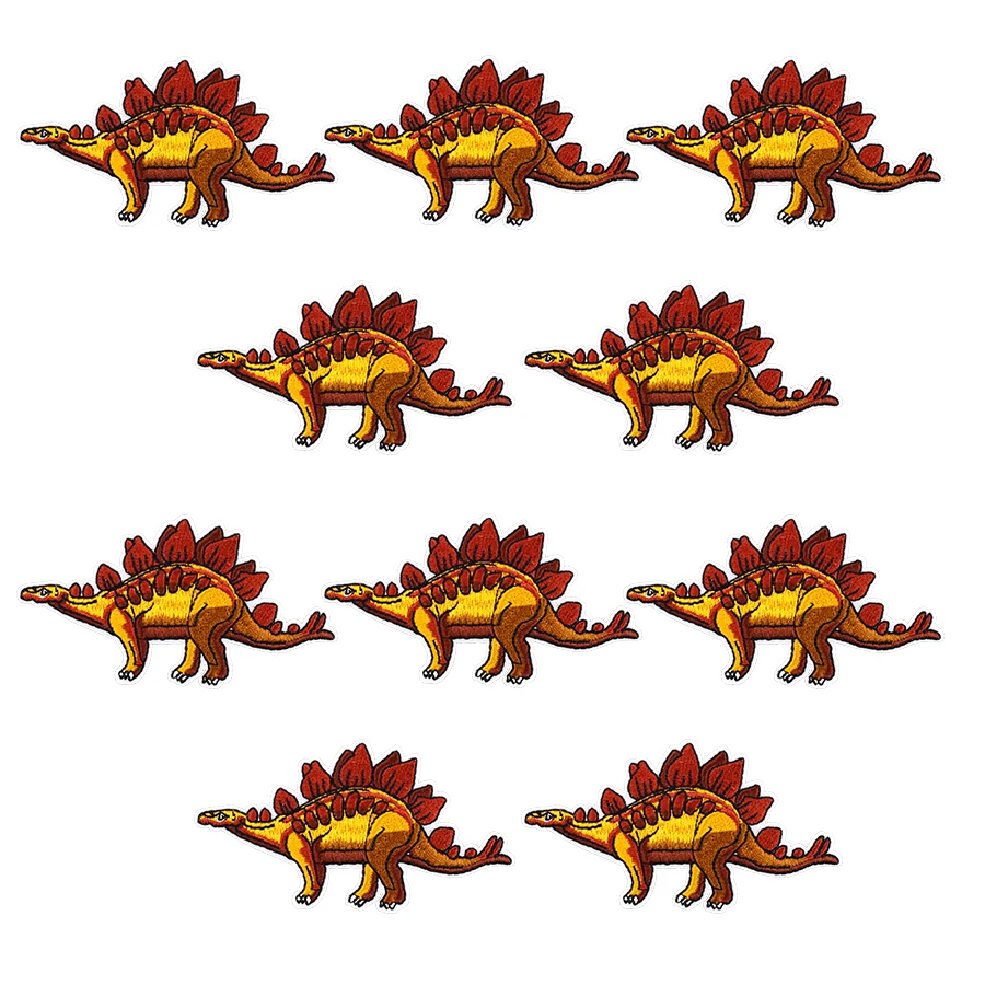 10 PCS Animals Children Patches Cartoon Stegosaurus Dinosaur Embroidered Badge Applique Patch Sewing on Clothes DIY Garment Hat