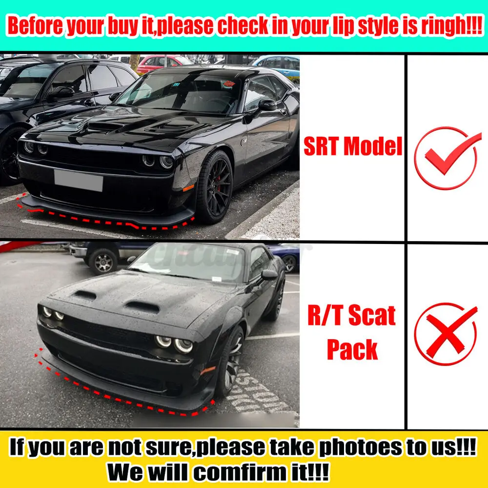Front Bumper Splitter Protector Lip Spoiler for Dodge Challenger SRT 2015- Diffuser Guard Cover Yellow