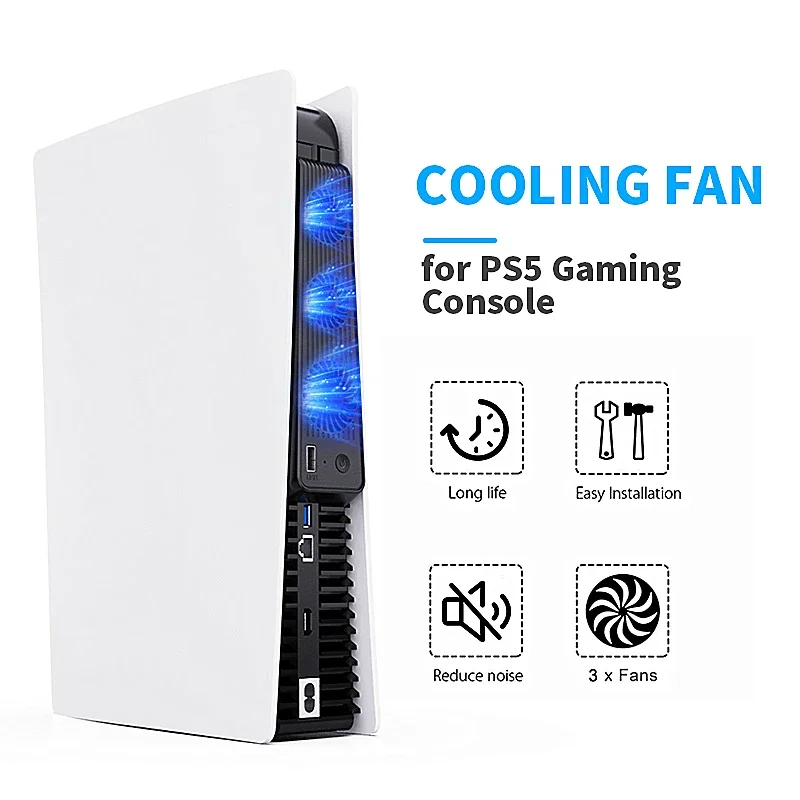 PS5 게임 콘솔용 범용 냉각 팬 PS5 콘솔 냉각 팬(LED 조명 포함), 무음 소음 감소 팬