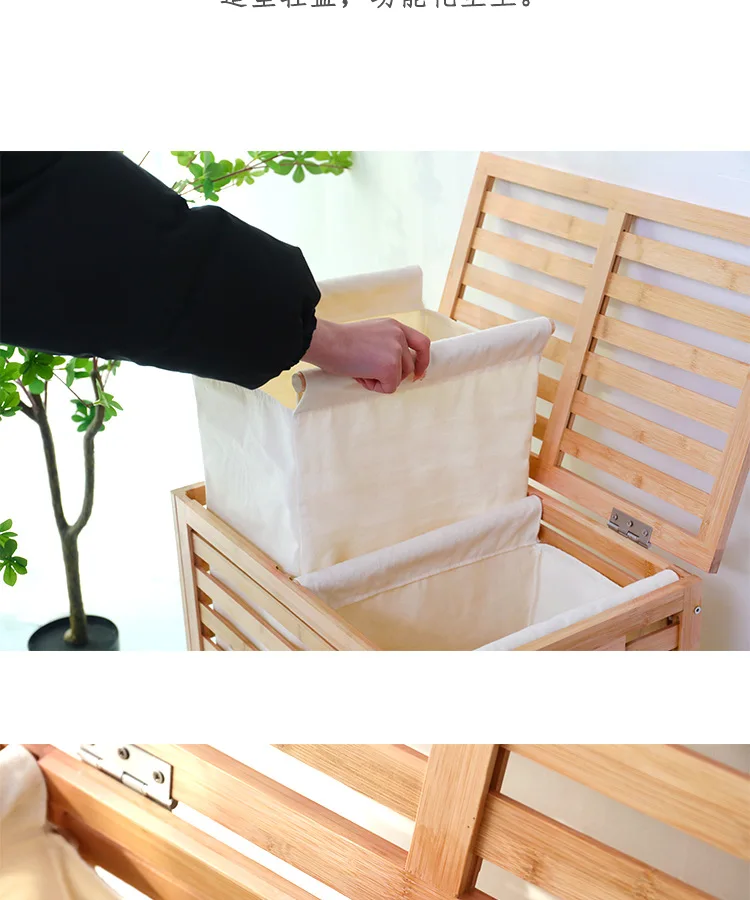 Cesta de almacenamiento de ropa sucia de estilo japonés, cesta de lavandería  grande con tapa, cesto de lavandería de Bambú - AliExpress