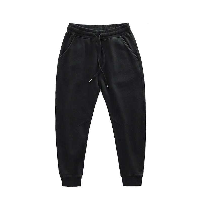 

's Heavy Knitted Pants Men American Retro Distressed Winter Style with Fleece Sports Pants Leisure Tappered Sweatpants