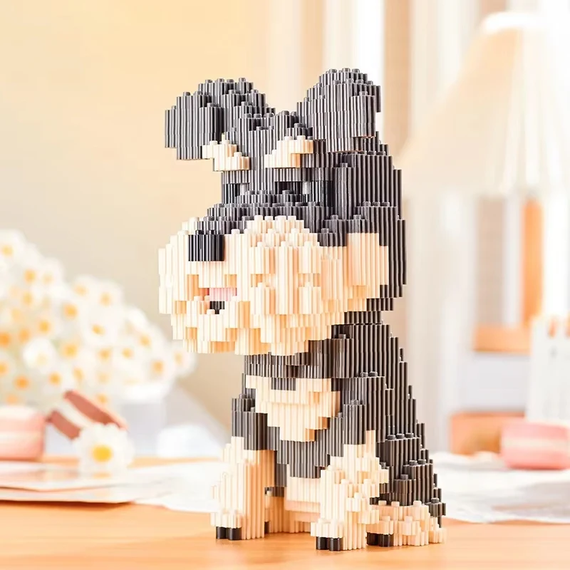 Building Blocks Set Collie Husky Bulldog Corgi Schnauzer 3D Model Animal Dog Mini Diy Bricks Figure Toys For Kid Chirstmas Gifts 4